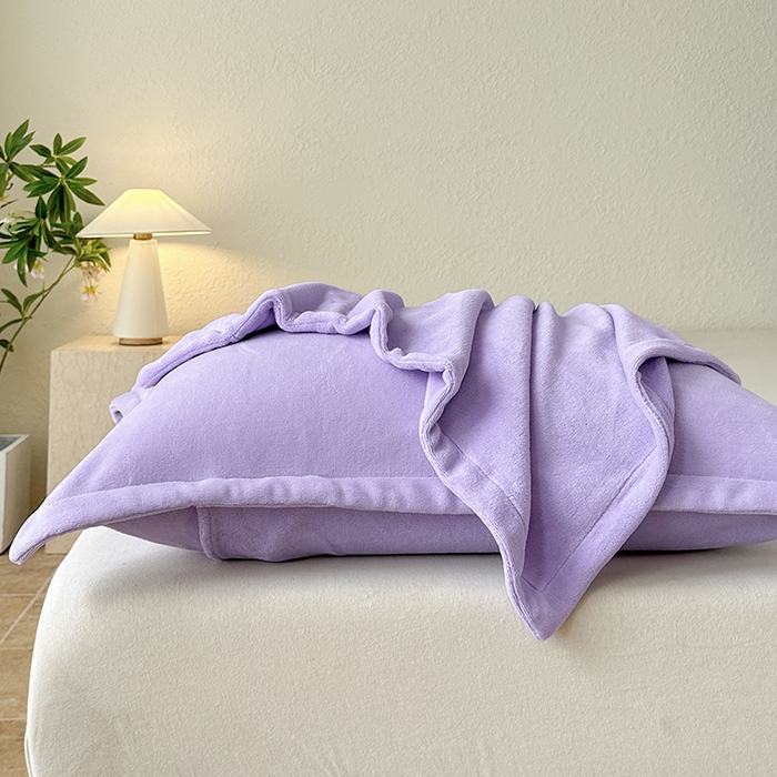 91家纺网 家纺一手货源 找家纺 百寐 2025新款纯色牛奶绒抗静电加厚保暖信封加大50*80/48*74/40*60 浪漫紫