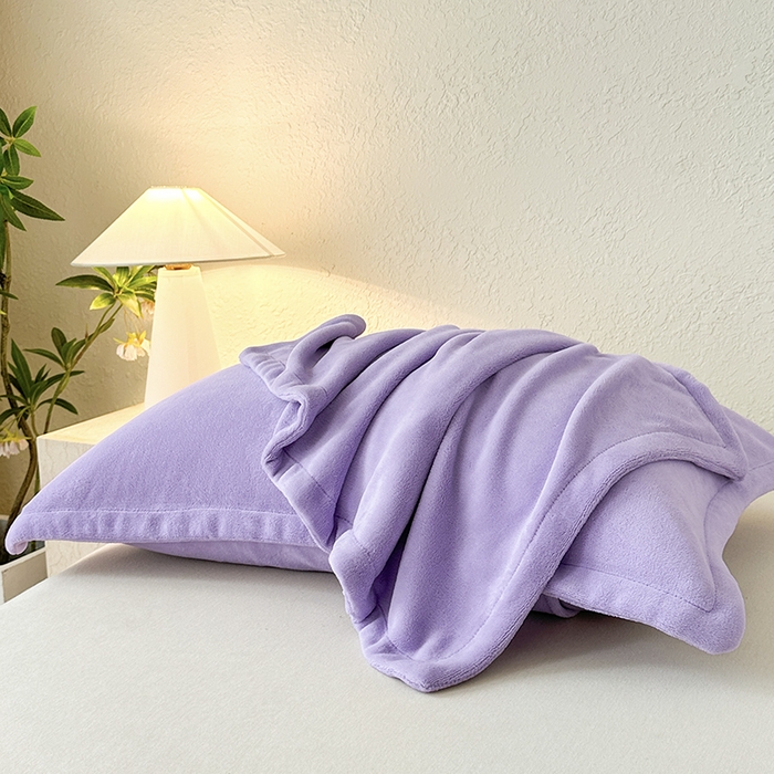 91家纺网 家纺一手货源 找家纺 百寐 2025新款纯色牛奶绒抗静电加厚保暖信封加大50*80/48*74/40*60 浪漫紫