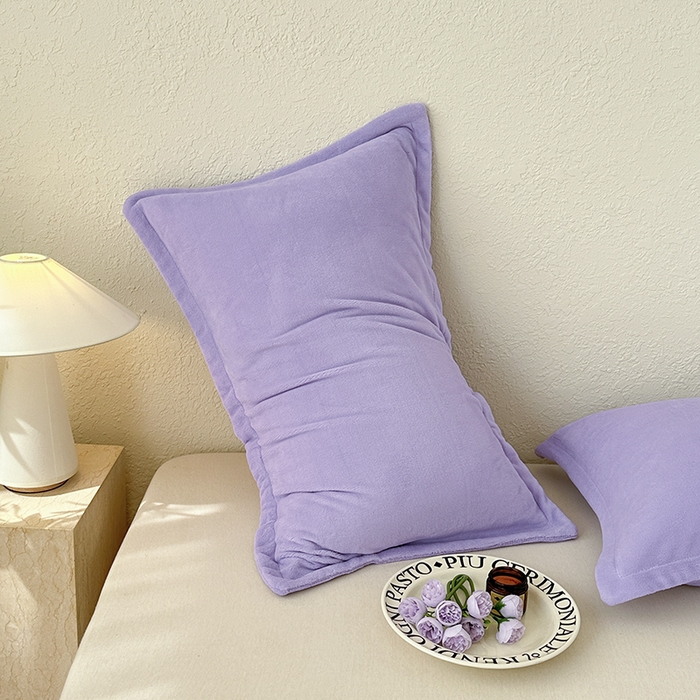 91家纺网 家纺一手货源 找家纺 百寐 2025新款纯色牛奶绒抗静电加厚保暖信封加大50*80/48*74/40*60 浪漫紫