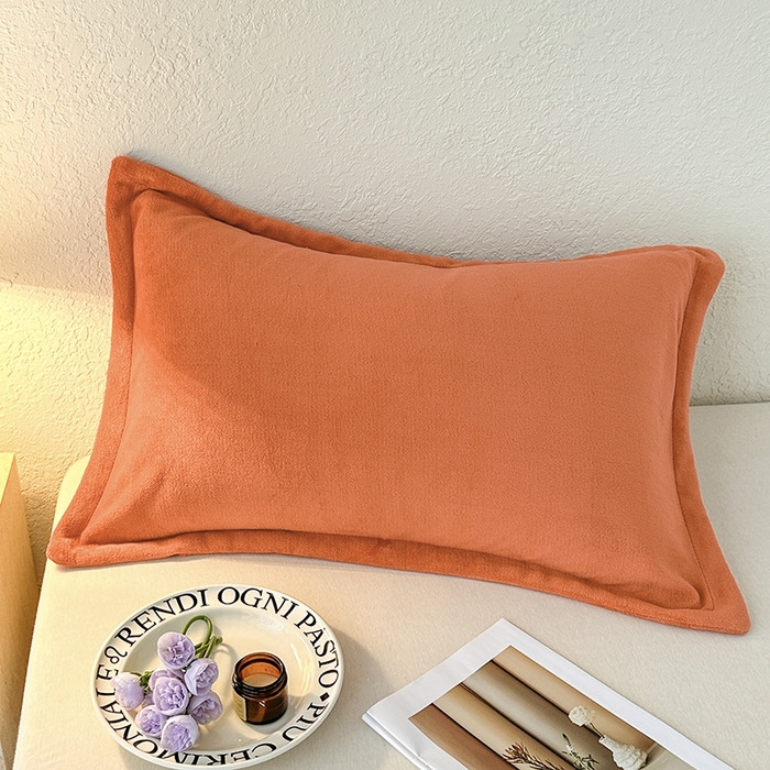 91家纺网 家纺一手货源 找家纺 百寐 2025新款纯色牛奶绒抗静电加厚保暖信封加大50*80/48*74/40*60 爱玛橙