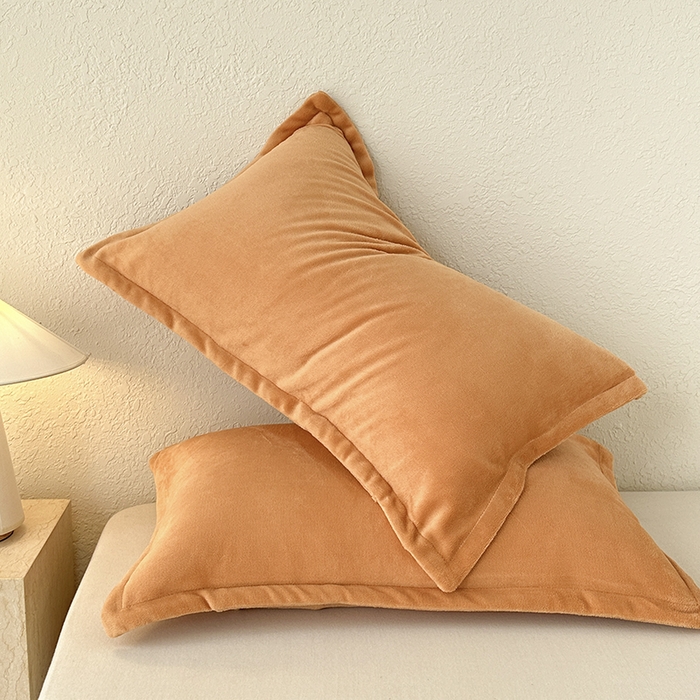 91家纺网 家纺一手货源 找家纺 百寐 2025新款纯色牛奶绒抗静电加厚保暖信封加大50*80/48*74/40*60 星辰橘