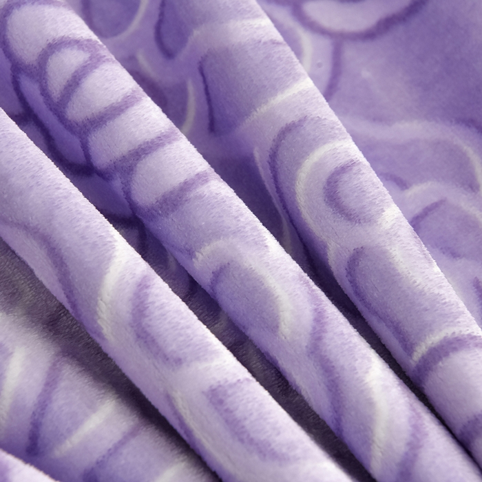 91家纺网 家纺一手货源 找家纺 绘萱2025新品爆款8斤包边印花牛奶绒四件套床裙款法莱绒金貂貂狐 玫瑰花语-紫