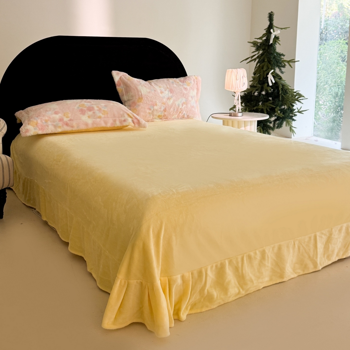 91家纺网 家纺一手货源 找家纺 7V 2025新款A类兔毛绒印花床单四件套夹棉床盖床笠四件套全工艺牛奶绒    拈花一笑