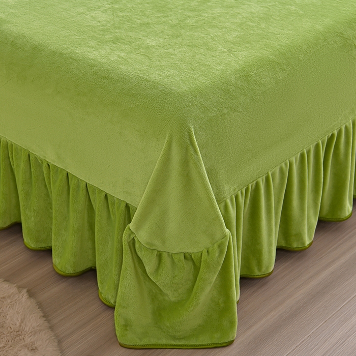 91家纺网 家纺一手货源 找家纺 绘萱2025新品爆款8斤包边印花牛奶绒四件套床裙款法莱绒金貂貂狐 青花