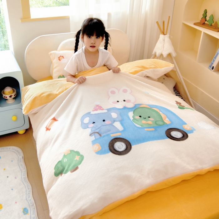 91家纺网 家纺一手货源 找家纺 （总）鱼宝 2025新款大版牛奶绒三件套六件套多件套-彩绘系列