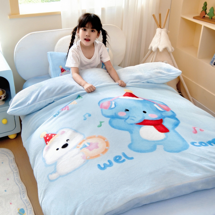 魚寶 2025新款大版牛奶絨三件套六件套多件套-彩繪系列 小象寶寶