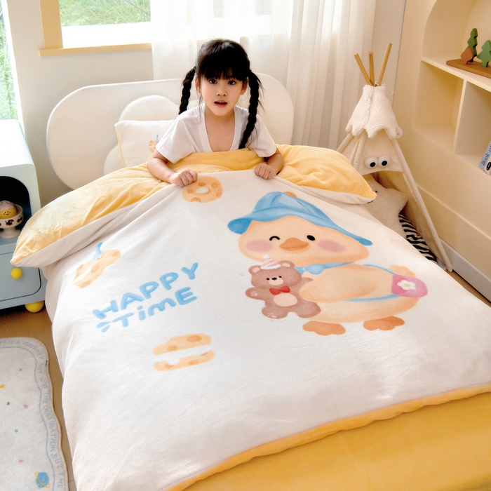 魚寶 2025新款大版牛奶絨三件套六件套多件套-彩繪系列 小熊鴨鴨