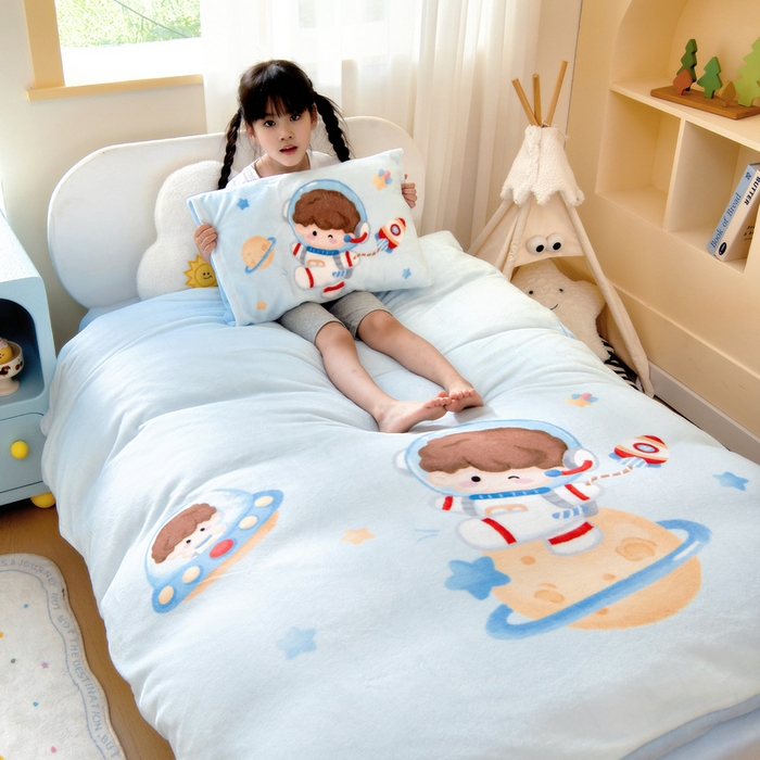 91家纺网 家纺一手货源 找家纺 鱼宝 2025新款大版牛奶绒三件套六件套多件套-彩绘系列 月球王子