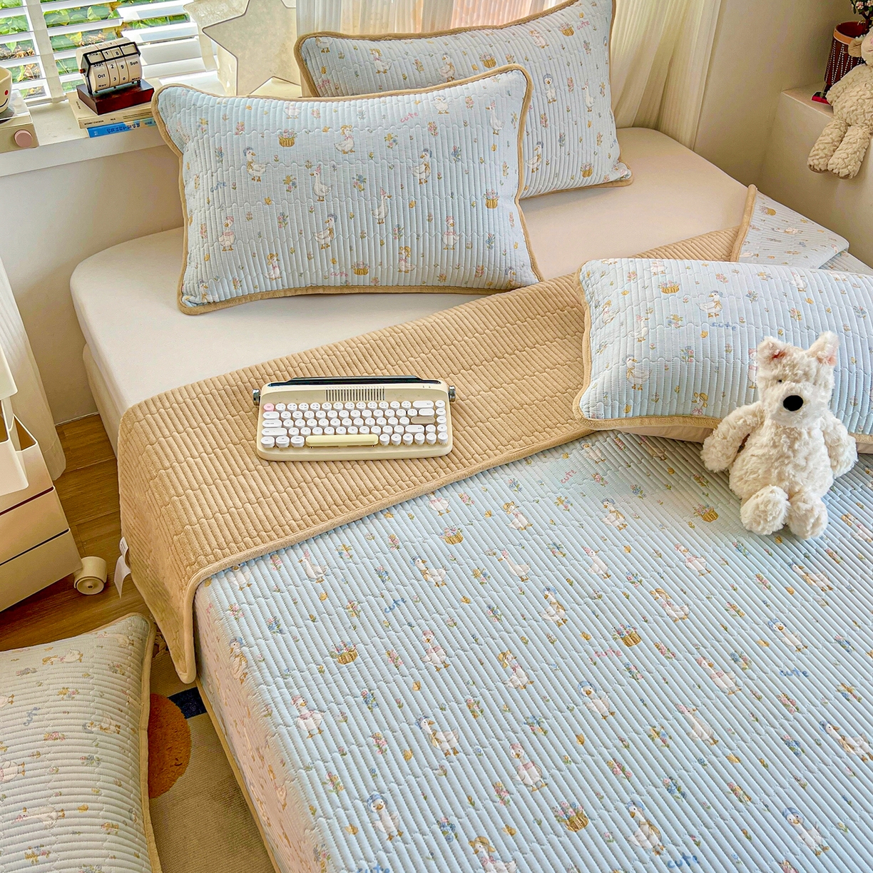 91家纺网 家纺一手货源 找家纺 （总）X猫先生 2025新品棉加绒床盖一面全棉一面牛奶绒床盖炕盖加厚床单床垫四季款系列二