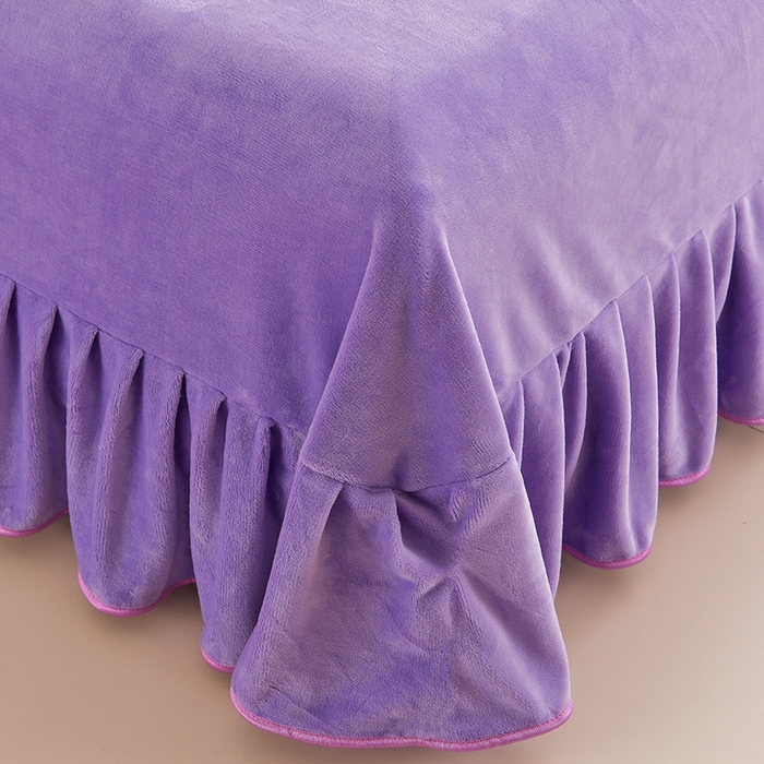 91家纺网 家纺一手货源 找家纺 绘萱2025新品爆款8斤包边印花牛奶绒四件套床裙款法莱绒金貂貂狐 薰衣浪漫