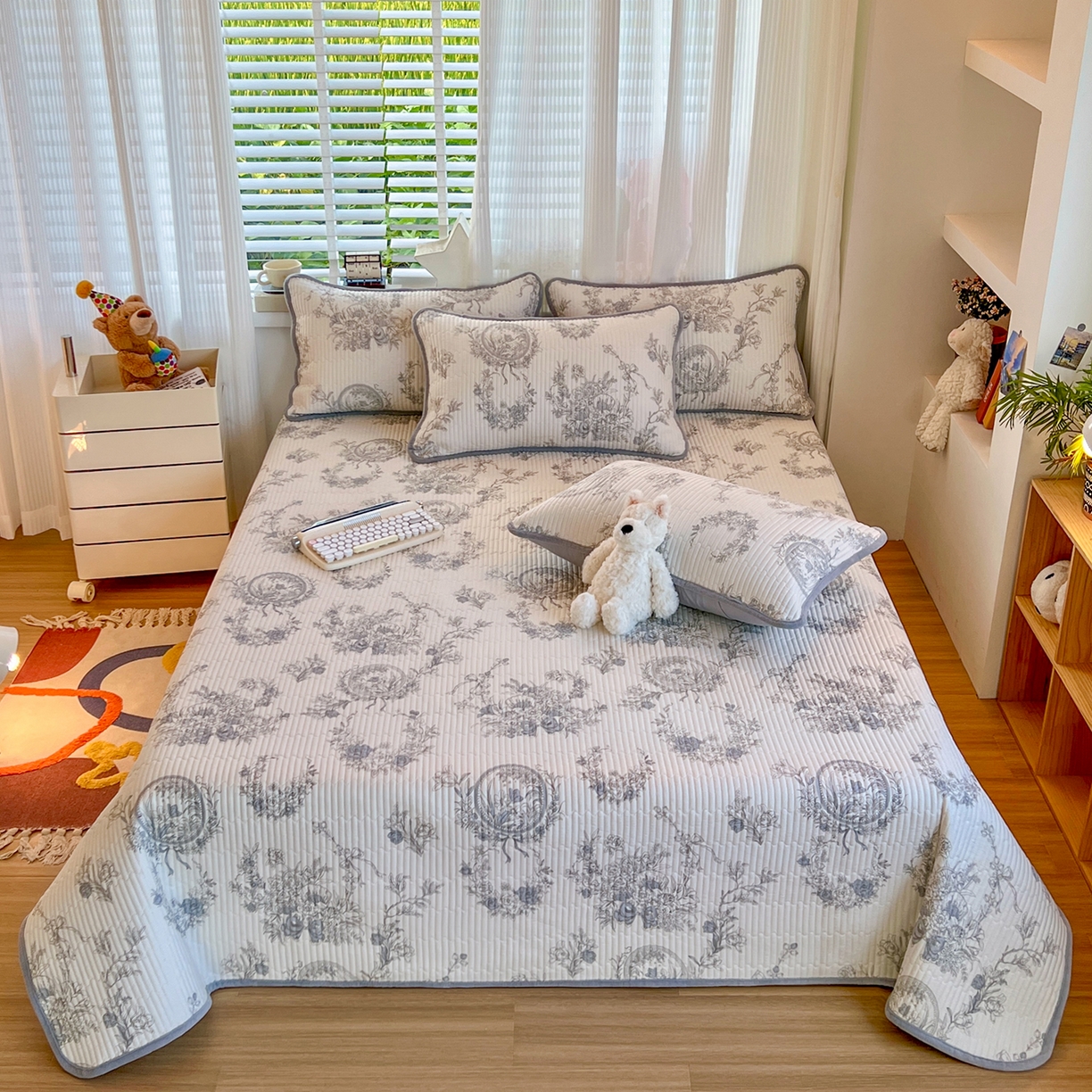 91家纺网 家纺一手货源 找家纺 X猫先生 2025新品棉加绒床盖一面全棉一面牛奶绒床盖炕盖加厚床单床垫四季款系列二 莫奈花园(A棉B绒）