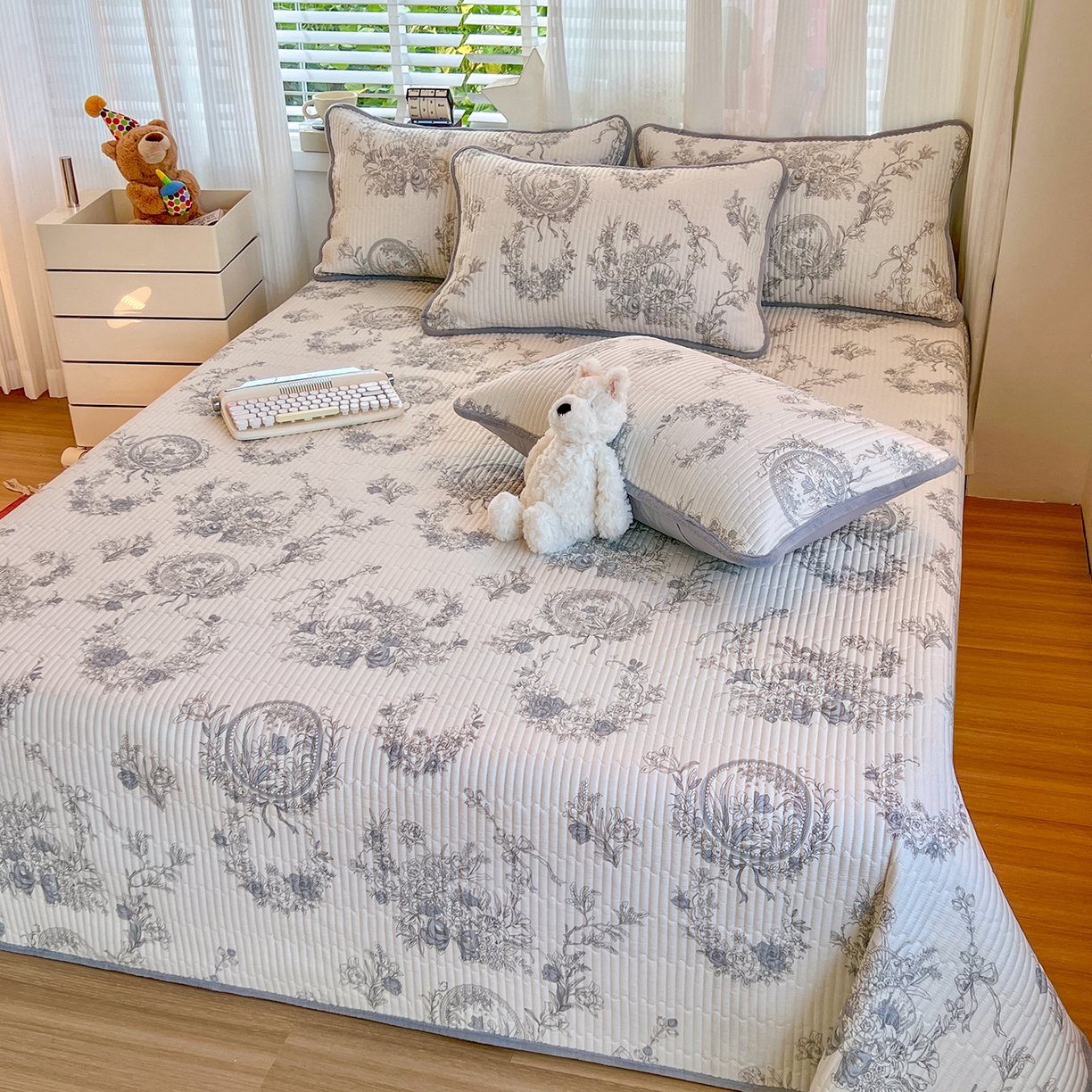 91家纺网 家纺一手货源 找家纺 X猫先生 2025新品棉加绒床盖一面全棉一面牛奶绒床盖炕盖加厚床单床垫四季款系列二 莫奈花园(A棉B绒）