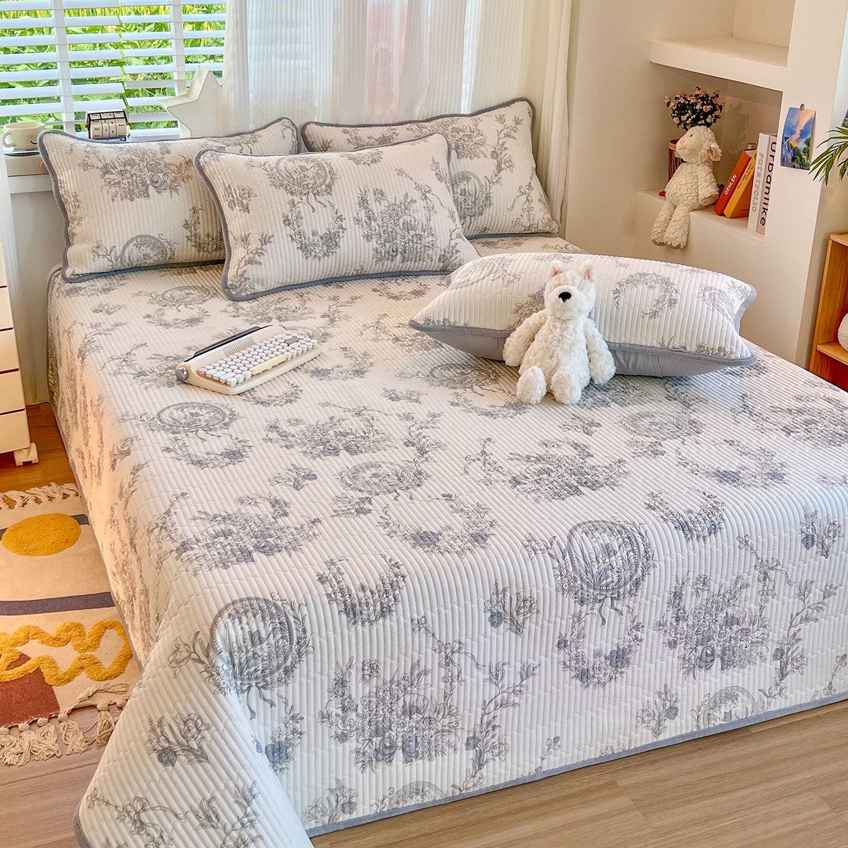 91家纺网 家纺一手货源 找家纺 X猫先生 2025新品棉加绒床盖一面全棉一面牛奶绒床盖炕盖加厚床单床垫四季款系列二 莫奈花园(A棉B绒）