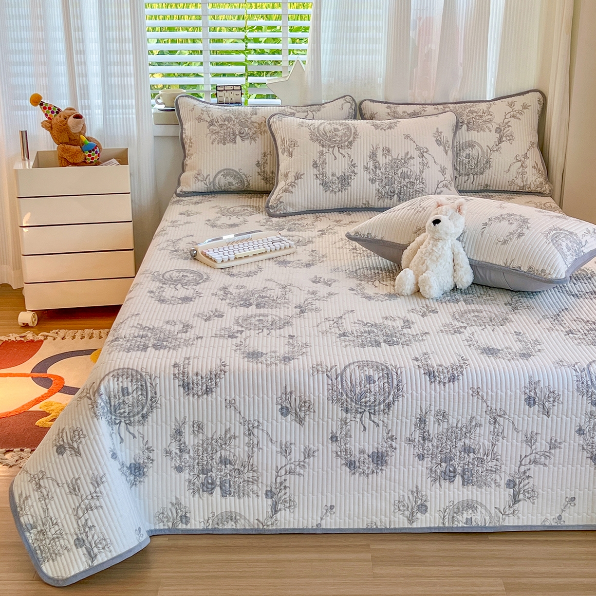 91家纺网 家纺一手货源 找家纺 X猫先生 2025新品棉加绒床盖一面全棉一面牛奶绒床盖炕盖加厚床单床垫四季款系列二 莫奈花园(A棉B绒）