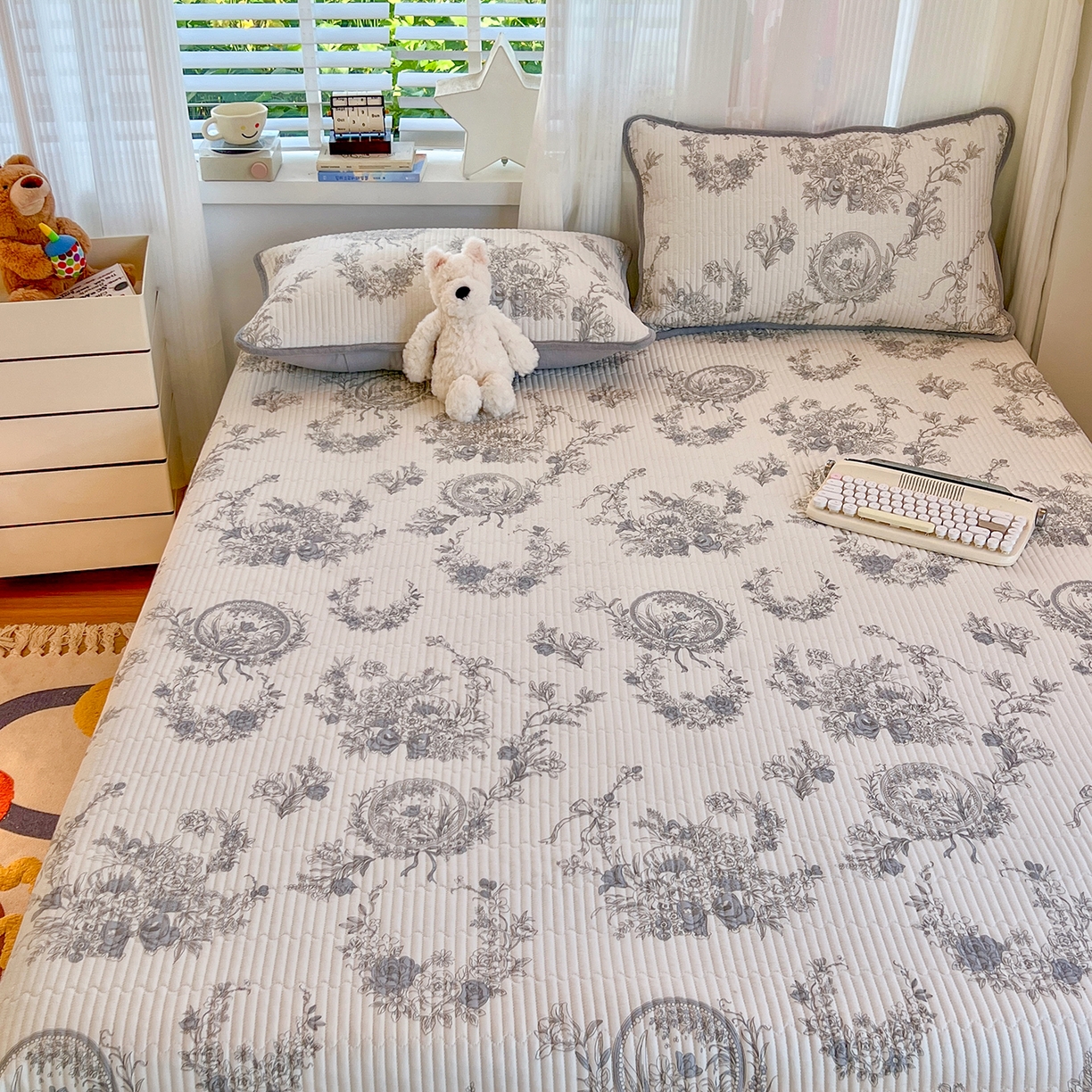 91家纺网 家纺一手货源 找家纺 X猫先生 2025新品棉加绒床盖一面全棉一面牛奶绒床盖炕盖加厚床单床垫四季款系列二 莫奈花园(A棉B绒）