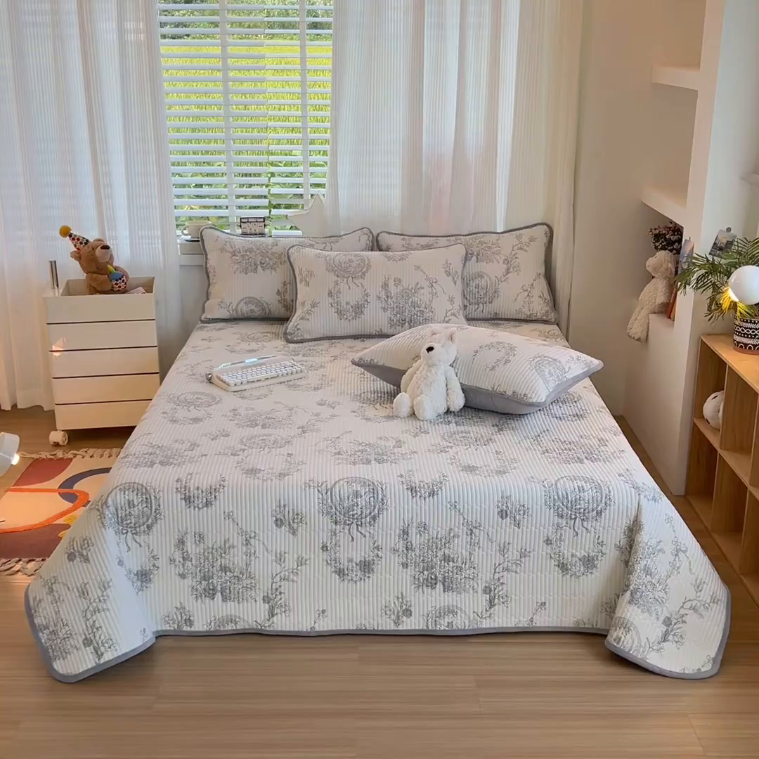 91家纺网 家纺一手货源 找家纺 X猫先生 2025新品棉加绒床盖一面全棉一面牛奶绒床盖炕盖加厚床单床垫四季款系列二 莫奈花园(A棉B绒）
