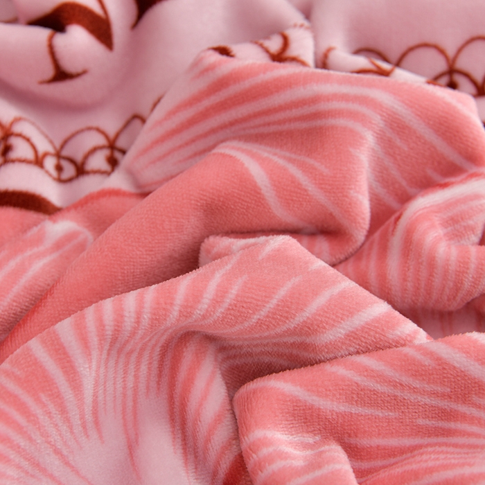 91家纺网 家纺一手货源 找家纺 绘萱2025新品爆款8斤包边印花牛奶绒四件套床裙款法莱绒金貂貂狐 银杏叶语-粉