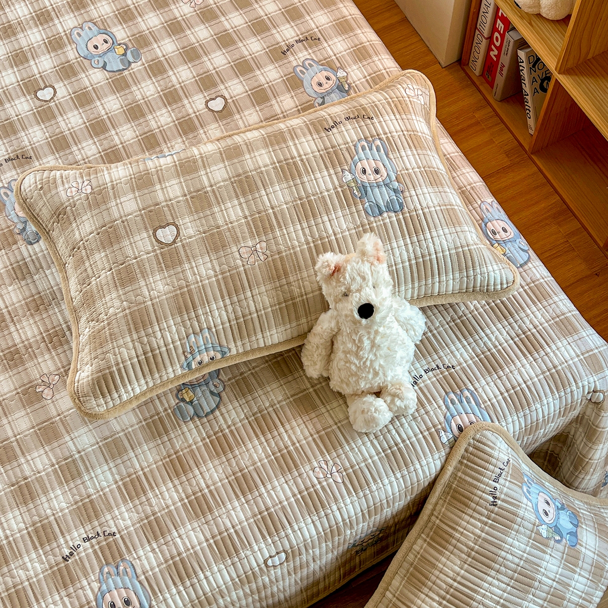 91家纺网 家纺一手货源 找家纺 X猫先生 2025新品棉加绒床盖一面全棉一面牛奶绒床盖炕盖加厚床单床垫四季款系列二 拉布兔兔（A棉B绒）