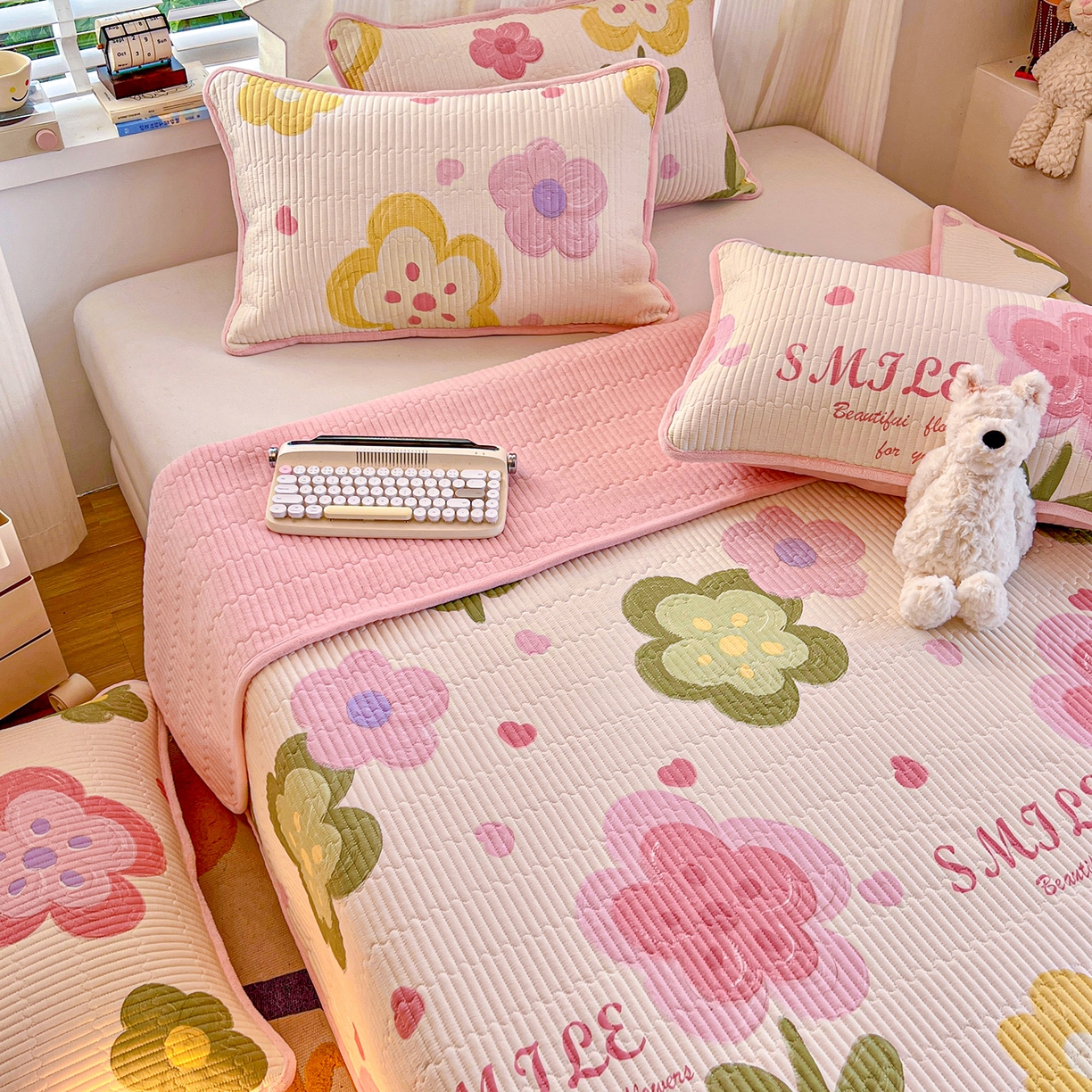 X猫先生 2025新品棉加绒床盖一面全棉一面牛奶绒床盖炕盖加厚床单床垫四季款系列二 贝利花都(A棉B绒）