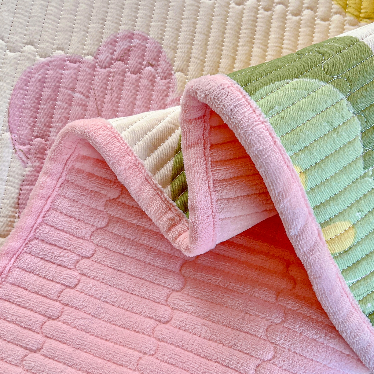 91家纺网 家纺一手货源 找家纺 X猫先生 2025新品棉加绒床盖一面全棉一面牛奶绒床盖炕盖加厚床单床垫四季款系列二 贝利花都(A棉B绒）