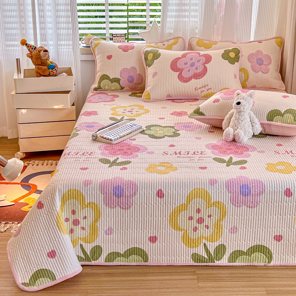 91家纺网 家纺一手货源 找家纺 X猫先生 2025新品棉加绒床盖一面全棉一面牛奶绒床盖炕盖加厚床单床垫四季款系列二 贝利花都(A棉B绒）