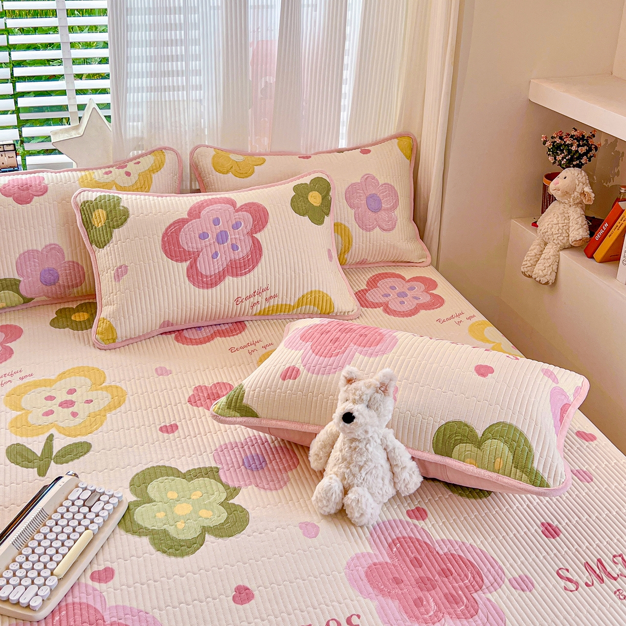 91家纺网 家纺一手货源 找家纺 X猫先生 2025新品棉加绒床盖一面全棉一面牛奶绒床盖炕盖加厚床单床垫四季款系列二 贝利花都(A棉B绒）