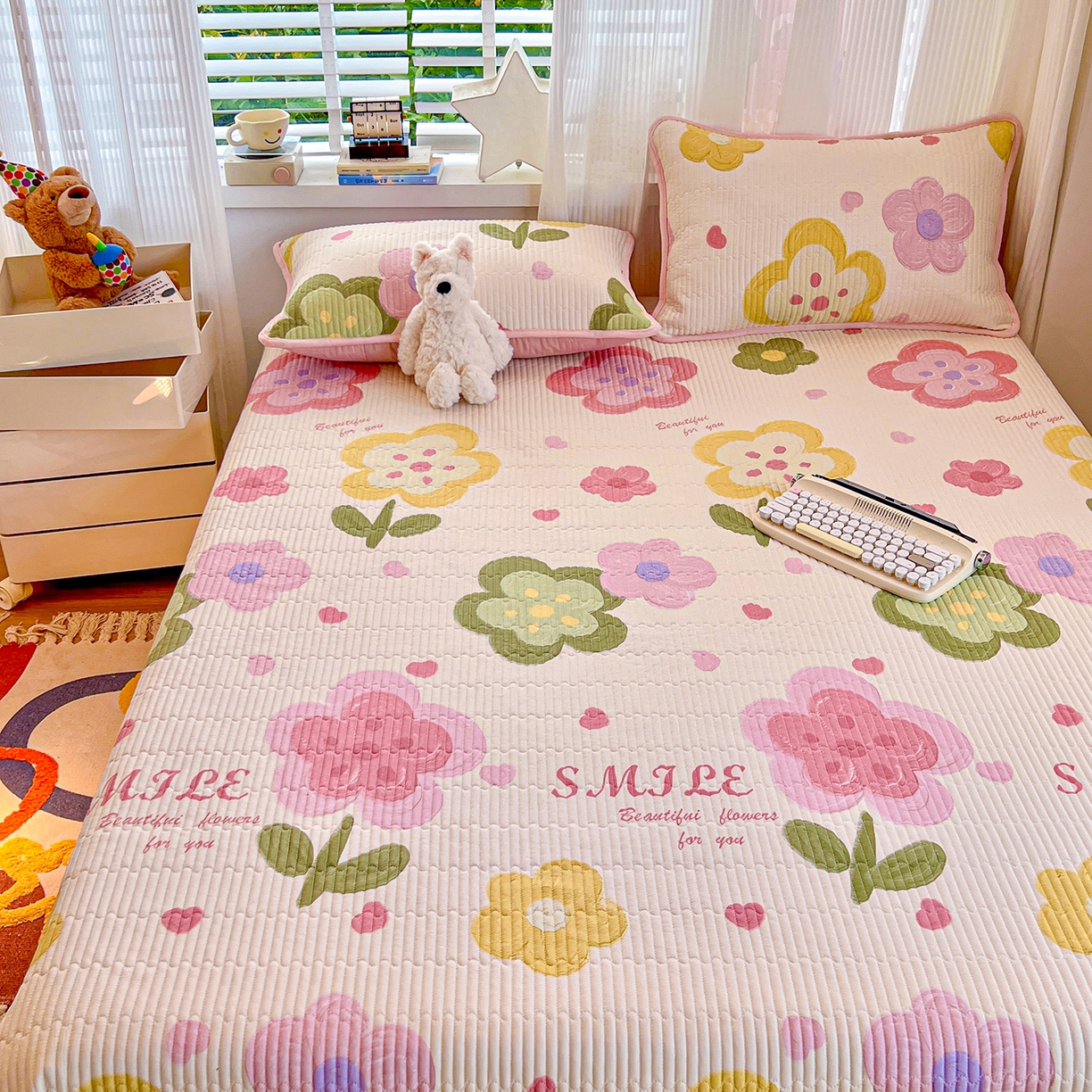 91家纺网 家纺一手货源 找家纺 X猫先生 2025新品棉加绒床盖一面全棉一面牛奶绒床盖炕盖加厚床单床垫四季款系列二 贝利花都(A棉B绒）