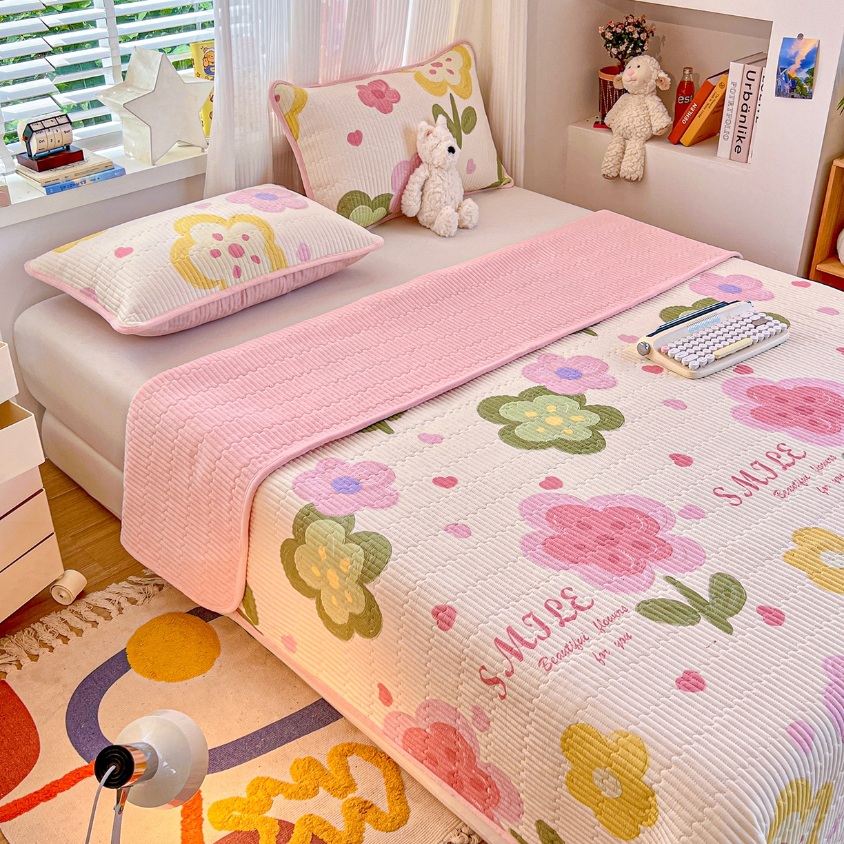 91家纺网 家纺一手货源 找家纺 X猫先生 2025新品棉加绒床盖一面全棉一面牛奶绒床盖炕盖加厚床单床垫四季款系列二 贝利花都(A棉B绒）