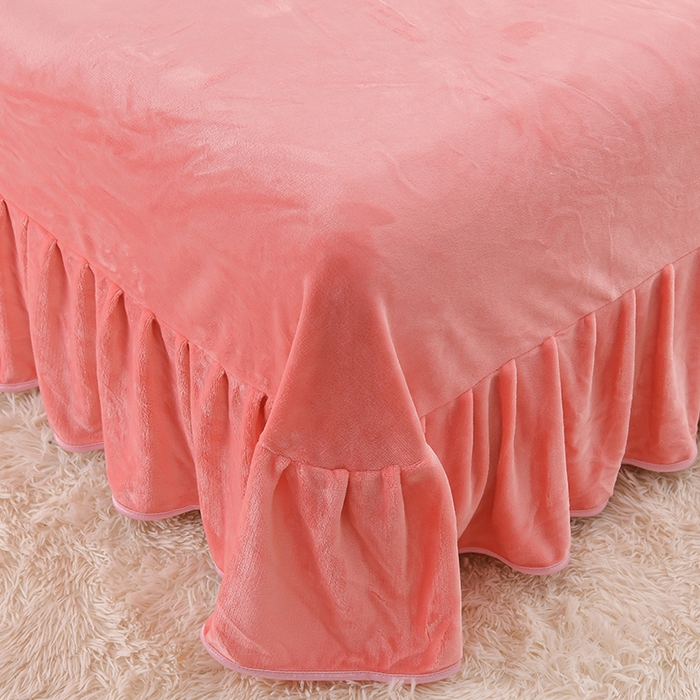 91家纺网 家纺一手货源 找家纺 绘萱2025新品爆款8斤包边印花牛奶绒四件套床裙款法莱绒金貂貂狐 郁金香