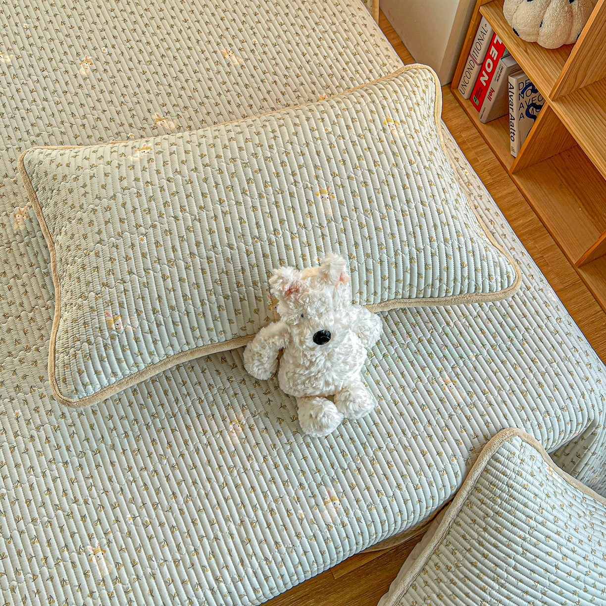 91家纺网 家纺一手货源 找家纺 X猫先生 2025新品棉加绒床盖一面全棉一面牛奶绒床盖炕盖加厚床单床垫四季款系列二 春游兔兔（A棉B绒）