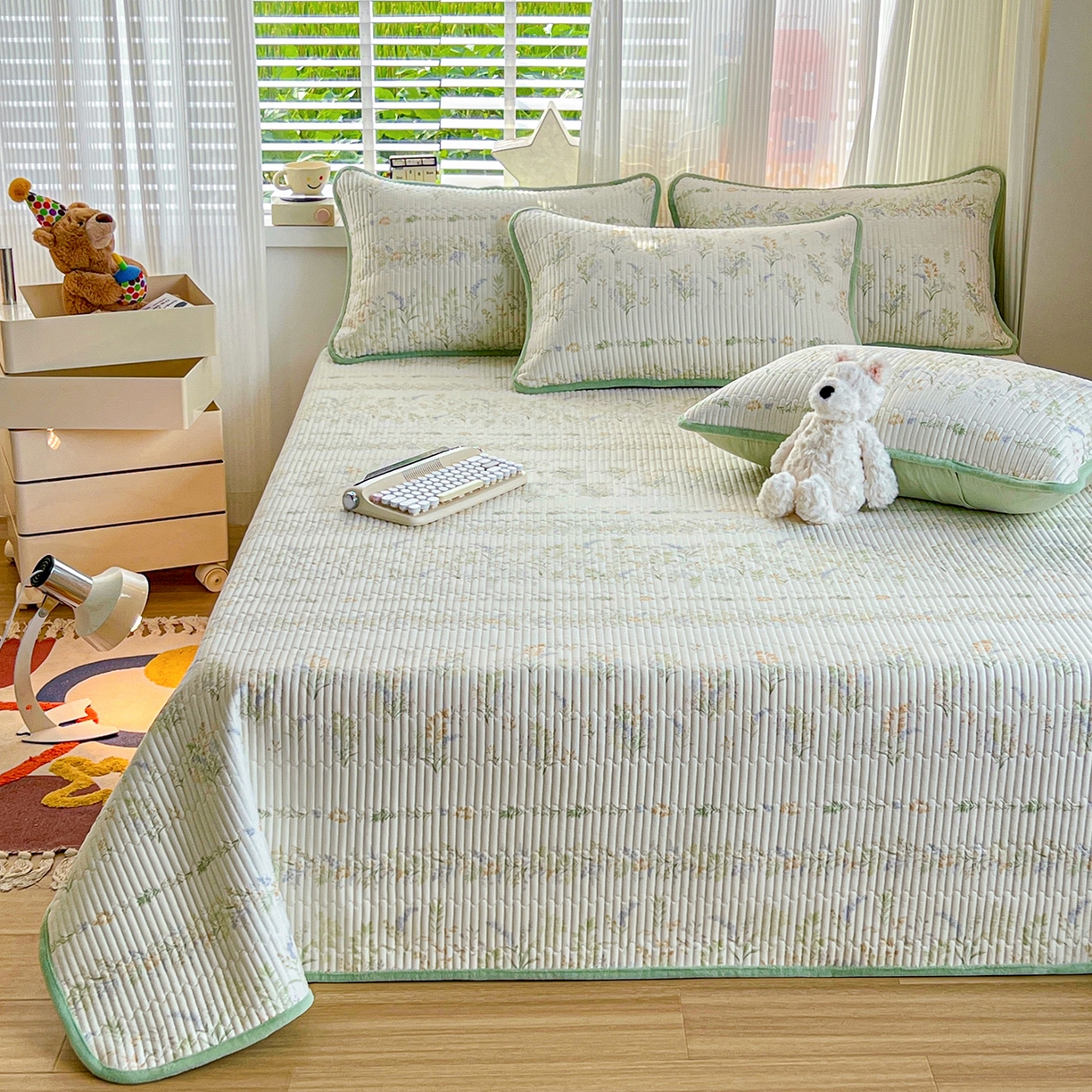 91家纺网 家纺一手货源 找家纺 X猫先生 2025新品棉加绒床盖一面全棉一面牛奶绒床盖炕盖加厚床单床垫四季款系列二 丛草集（A棉B绒）