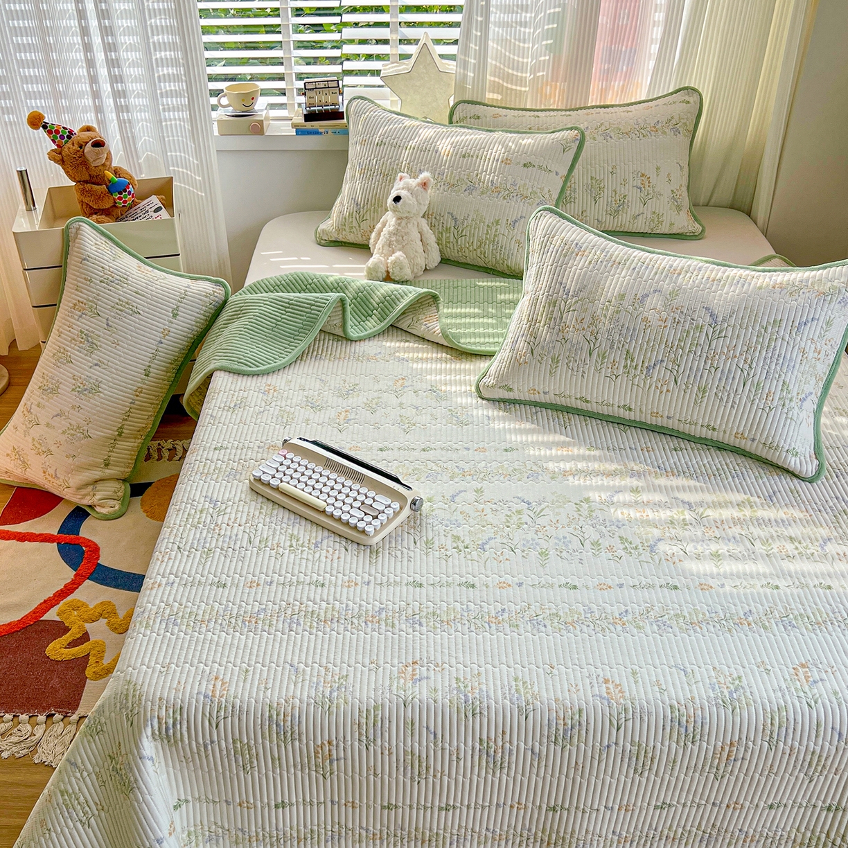 91家纺网 家纺一手货源 找家纺 X猫先生 2025新品棉加绒床盖一面全棉一面牛奶绒床盖炕盖加厚床单床垫四季款系列二 丛草集（A棉B绒）