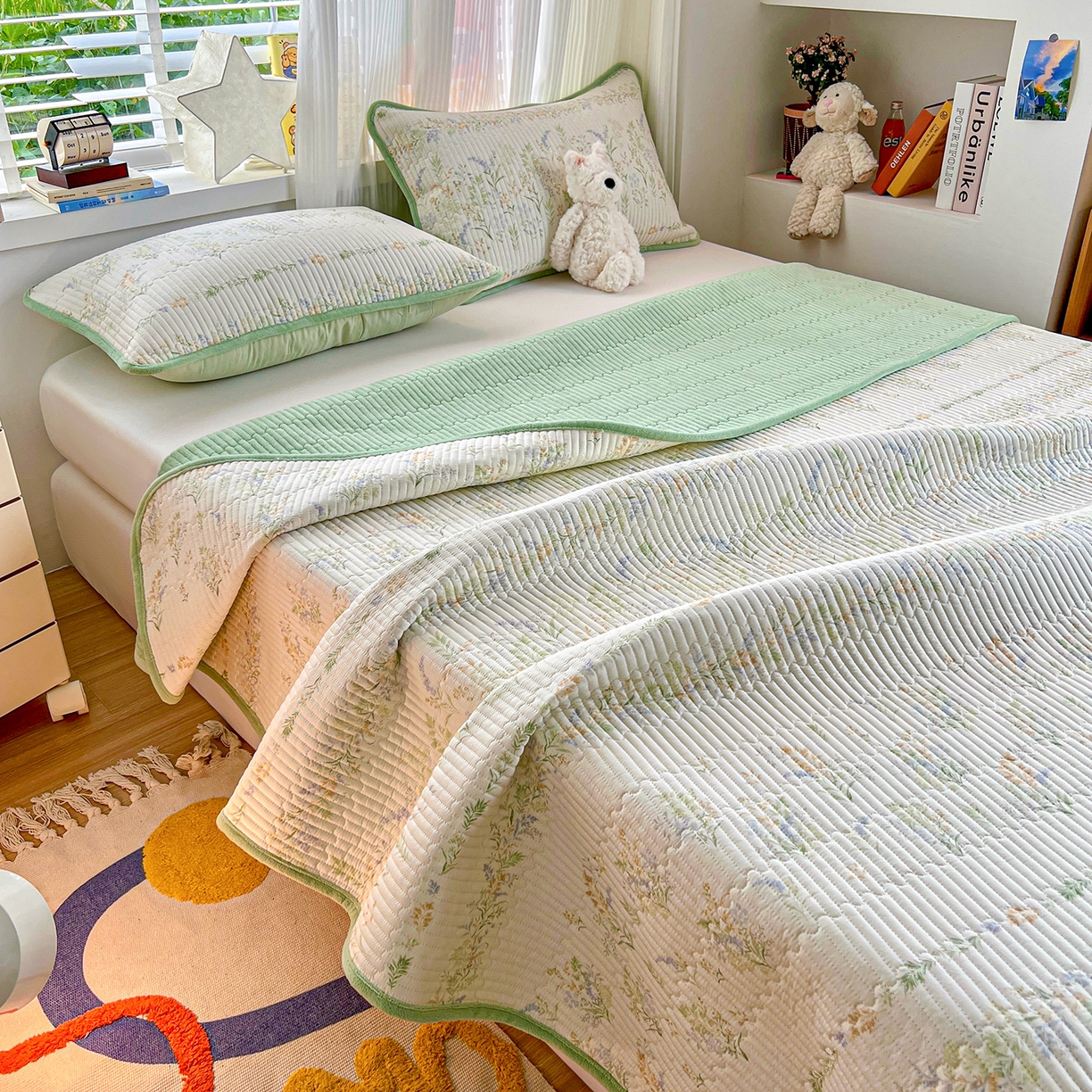 91家纺网 家纺一手货源 找家纺 X猫先生 2025新品棉加绒床盖一面全棉一面牛奶绒床盖炕盖加厚床单床垫四季款系列二 丛草集（A棉B绒）