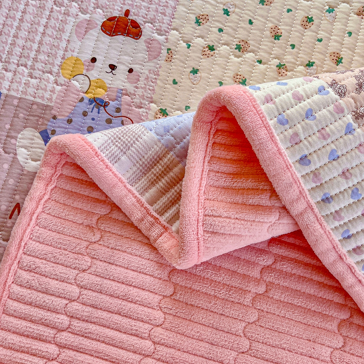 91家纺网 家纺一手货源 找家纺 X猫先生 2025新品棉加绒床盖一面全棉一面牛奶绒床盖炕盖加厚床单床垫四季款系列二 丹麦女孩（A棉B绒）