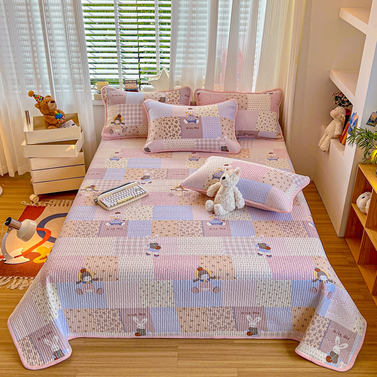 91家纺网 家纺一手货源 找家纺 X猫先生 2025新品棉加绒床盖一面全棉一面牛奶绒床盖炕盖加厚床单床垫四季款系列二 丹麦女孩（A棉B绒）