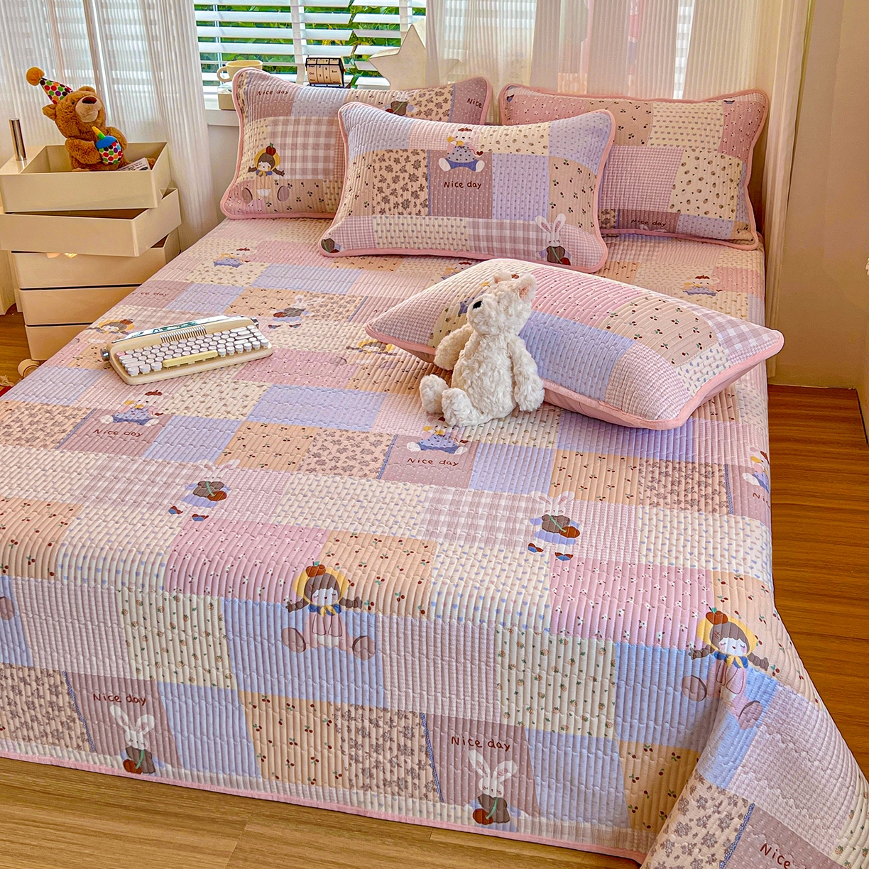 91家纺网 家纺一手货源 找家纺 X猫先生 2025新品棉加绒床盖一面全棉一面牛奶绒床盖炕盖加厚床单床垫四季款系列二 丹麦女孩（A棉B绒）