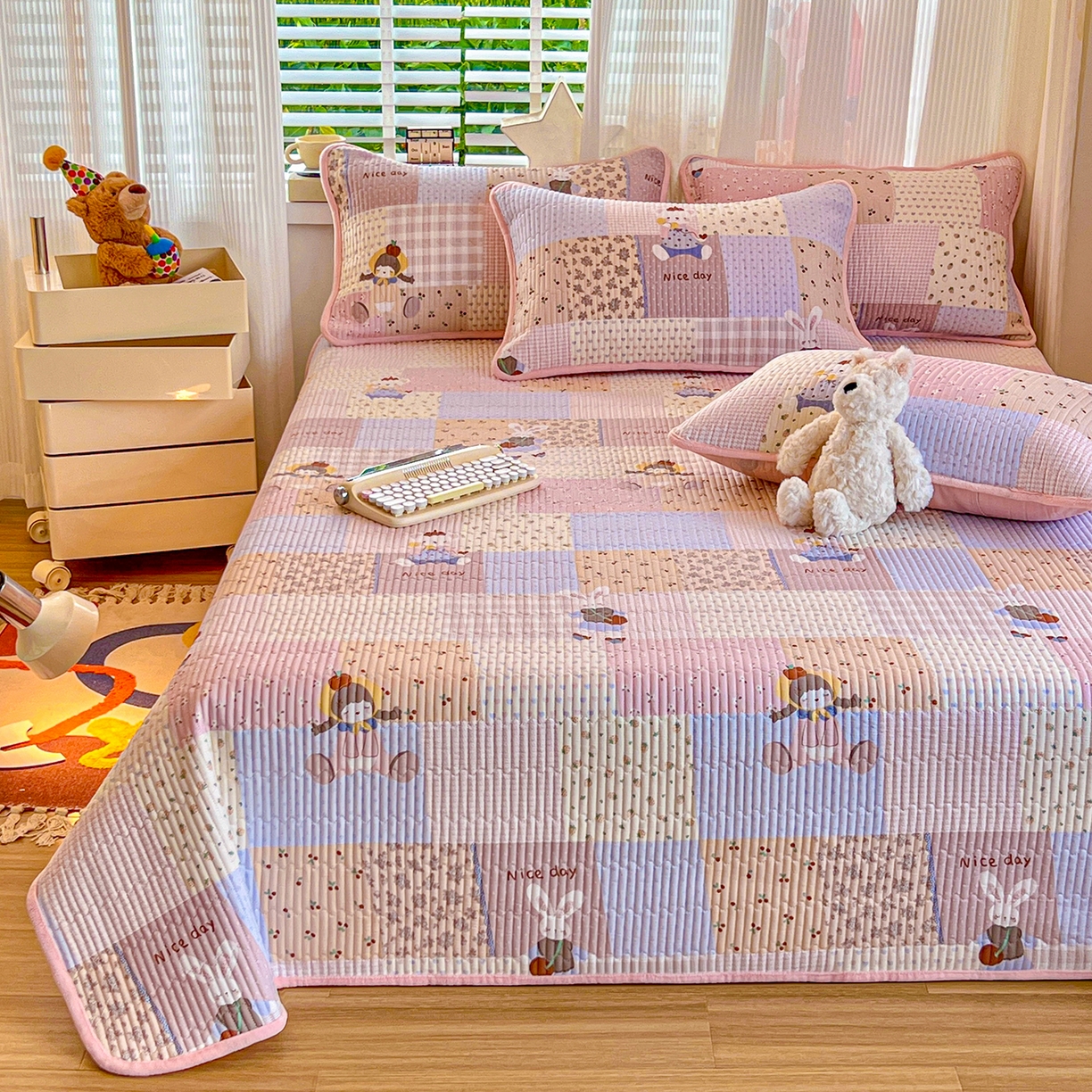 91家纺网 家纺一手货源 找家纺 X猫先生 2025新品棉加绒床盖一面全棉一面牛奶绒床盖炕盖加厚床单床垫四季款系列二 丹麦女孩（A棉B绒）