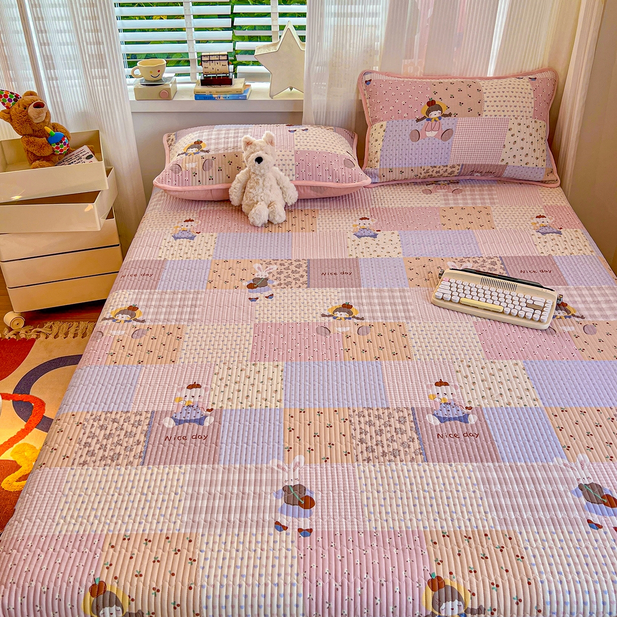 91家纺网 家纺一手货源 找家纺 X猫先生 2025新品棉加绒床盖一面全棉一面牛奶绒床盖炕盖加厚床单床垫四季款系列二 丹麦女孩（A棉B绒）