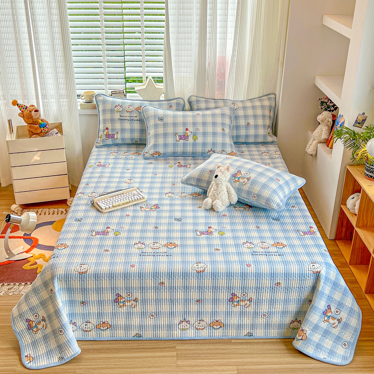 91家纺网 家纺一手货源 找家纺 X猫先生 2025新品棉加绒床盖一面全棉一面牛奶绒床盖炕盖加厚床单床垫四季款系列二 逗号日记(A棉B绒）