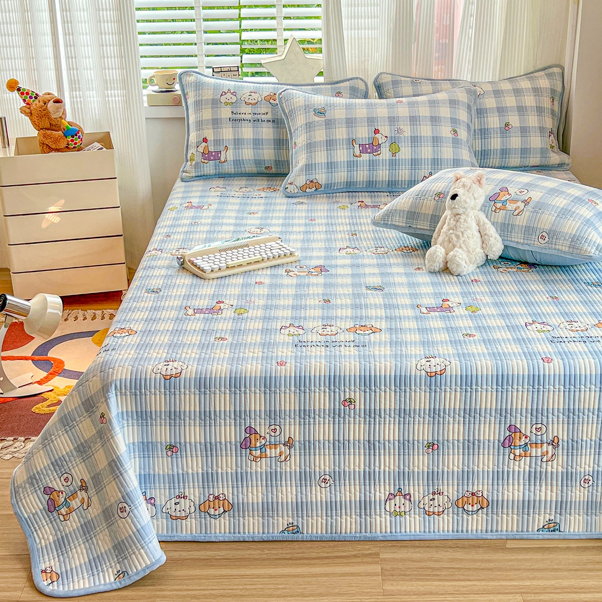 91家纺网 家纺一手货源 找家纺 X猫先生 2025新品棉加绒床盖一面全棉一面牛奶绒床盖炕盖加厚床单床垫四季款系列二 逗号日记(A棉B绒）