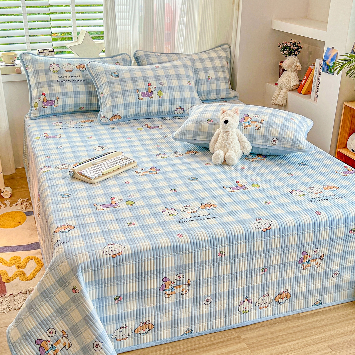 91家纺网 家纺一手货源 找家纺 X猫先生 2025新品棉加绒床盖一面全棉一面牛奶绒床盖炕盖加厚床单床垫四季款系列二 逗号日记(A棉B绒）