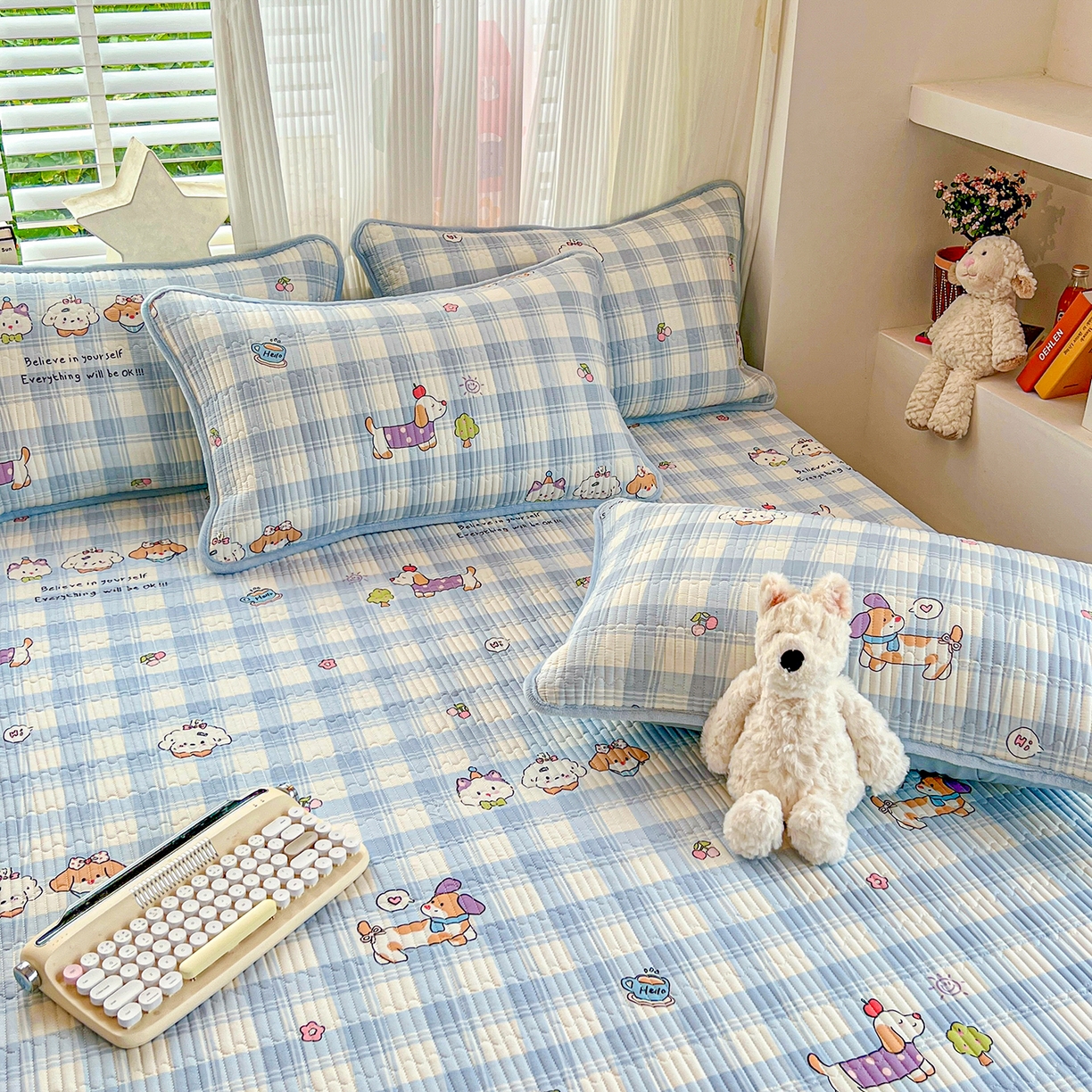 91家纺网 家纺一手货源 找家纺 X猫先生 2025新品棉加绒床盖一面全棉一面牛奶绒床盖炕盖加厚床单床垫四季款系列二 逗号日记(A棉B绒）