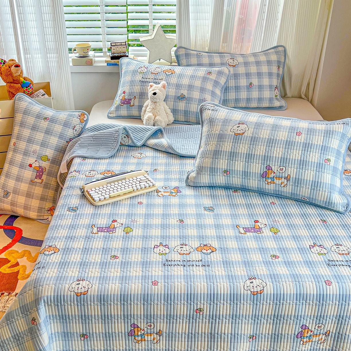 91家纺网 家纺一手货源 找家纺 X猫先生 2025新品棉加绒床盖一面全棉一面牛奶绒床盖炕盖加厚床单床垫四季款系列二 逗号日记(A棉B绒）