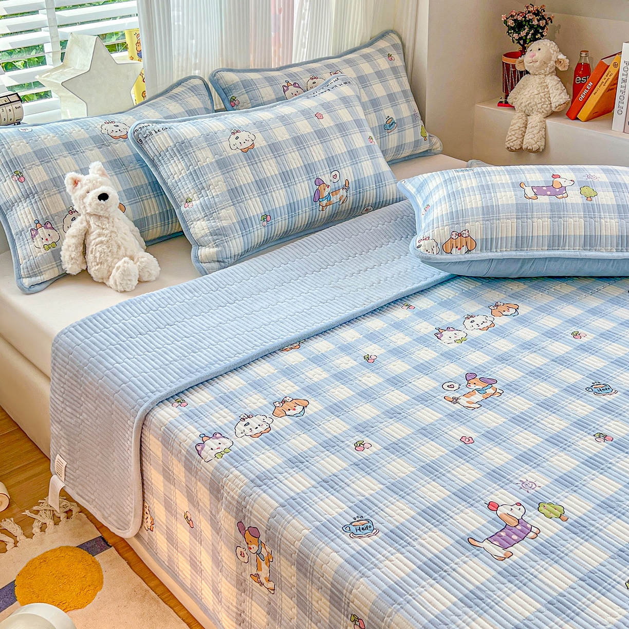 91家纺网 家纺一手货源 找家纺 X猫先生 2025新品棉加绒床盖一面全棉一面牛奶绒床盖炕盖加厚床单床垫四季款系列二 逗号日记(A棉B绒）