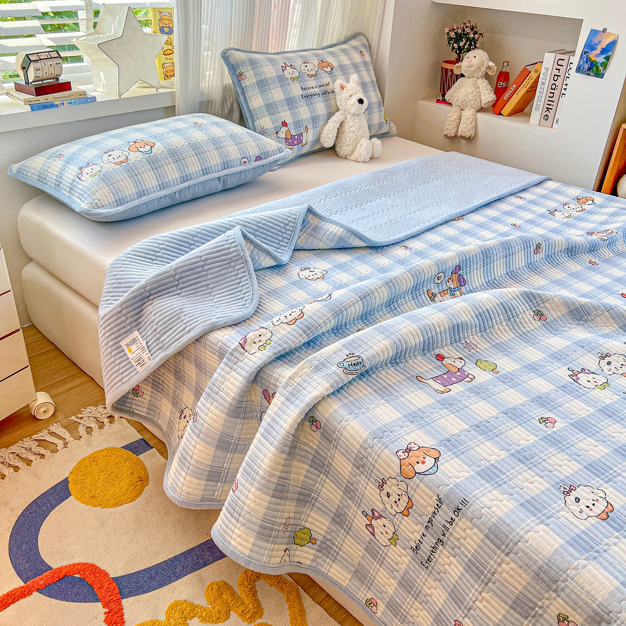 91家纺网 家纺一手货源 找家纺 X猫先生 2025新品棉加绒床盖一面全棉一面牛奶绒床盖炕盖加厚床单床垫四季款系列二 逗号日记(A棉B绒）