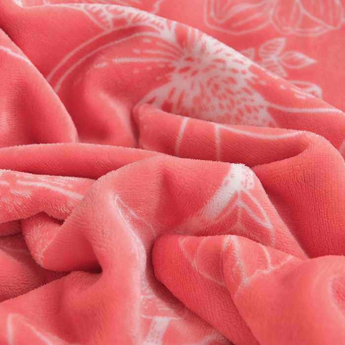 91家纺网 家纺一手货源 找家纺 绘萱2025新品爆款8斤包边印花牛奶绒四件套床裙款法莱绒金貂貂狐 枝繁叶茂-粉