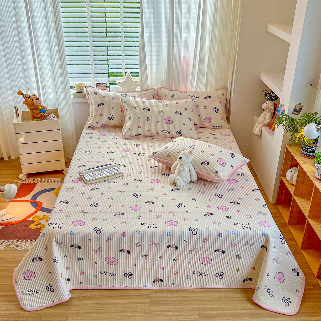 91家纺网 家纺一手货源 找家纺 X猫先生 2025新品棉加绒床盖一面全棉一面牛奶绒床盖炕盖加厚床单床垫四季款系列二 哈哈狗（A棉B绒）