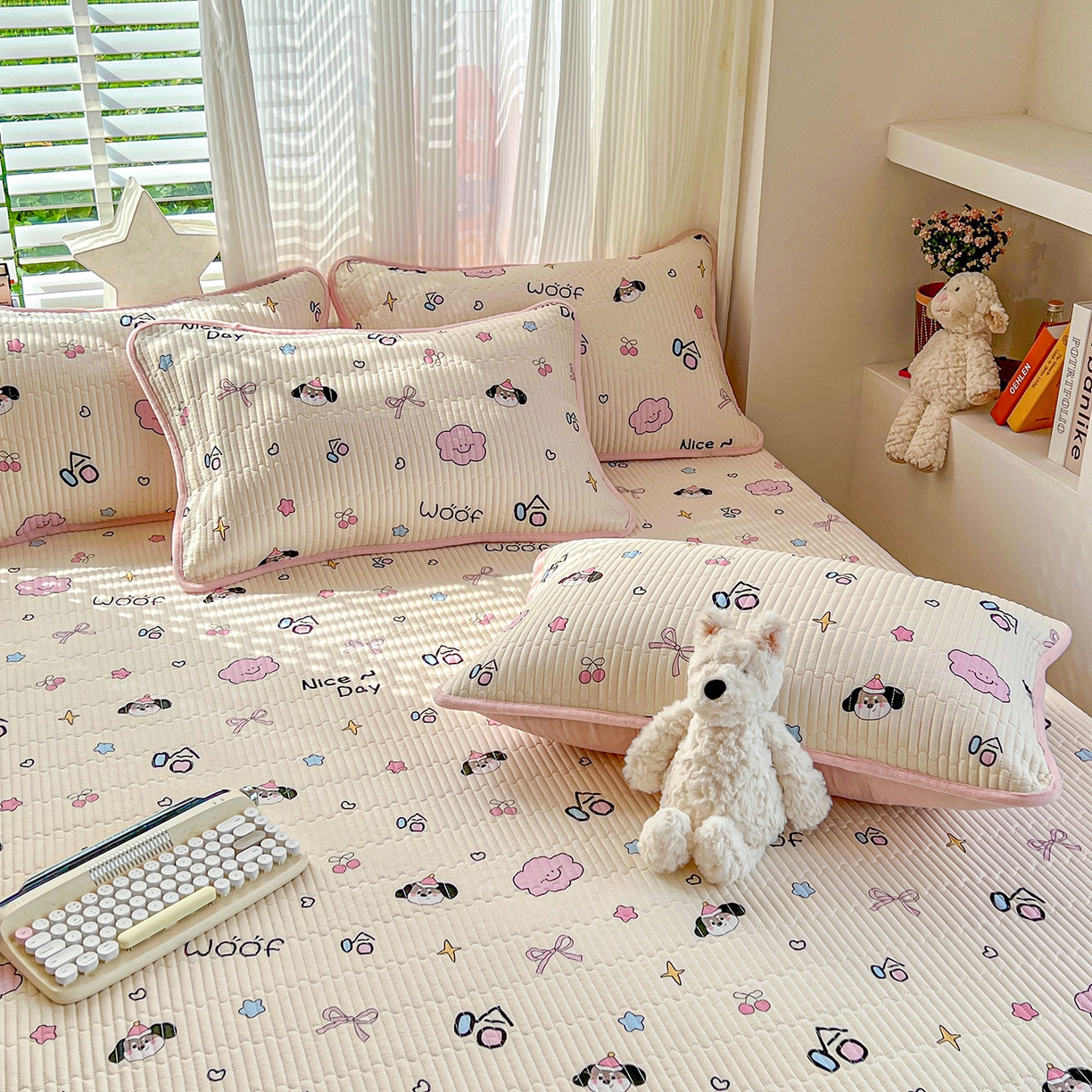 91家纺网 家纺一手货源 找家纺 X猫先生 2025新品棉加绒床盖一面全棉一面牛奶绒床盖炕盖加厚床单床垫四季款系列二 哈哈狗（A棉B绒）