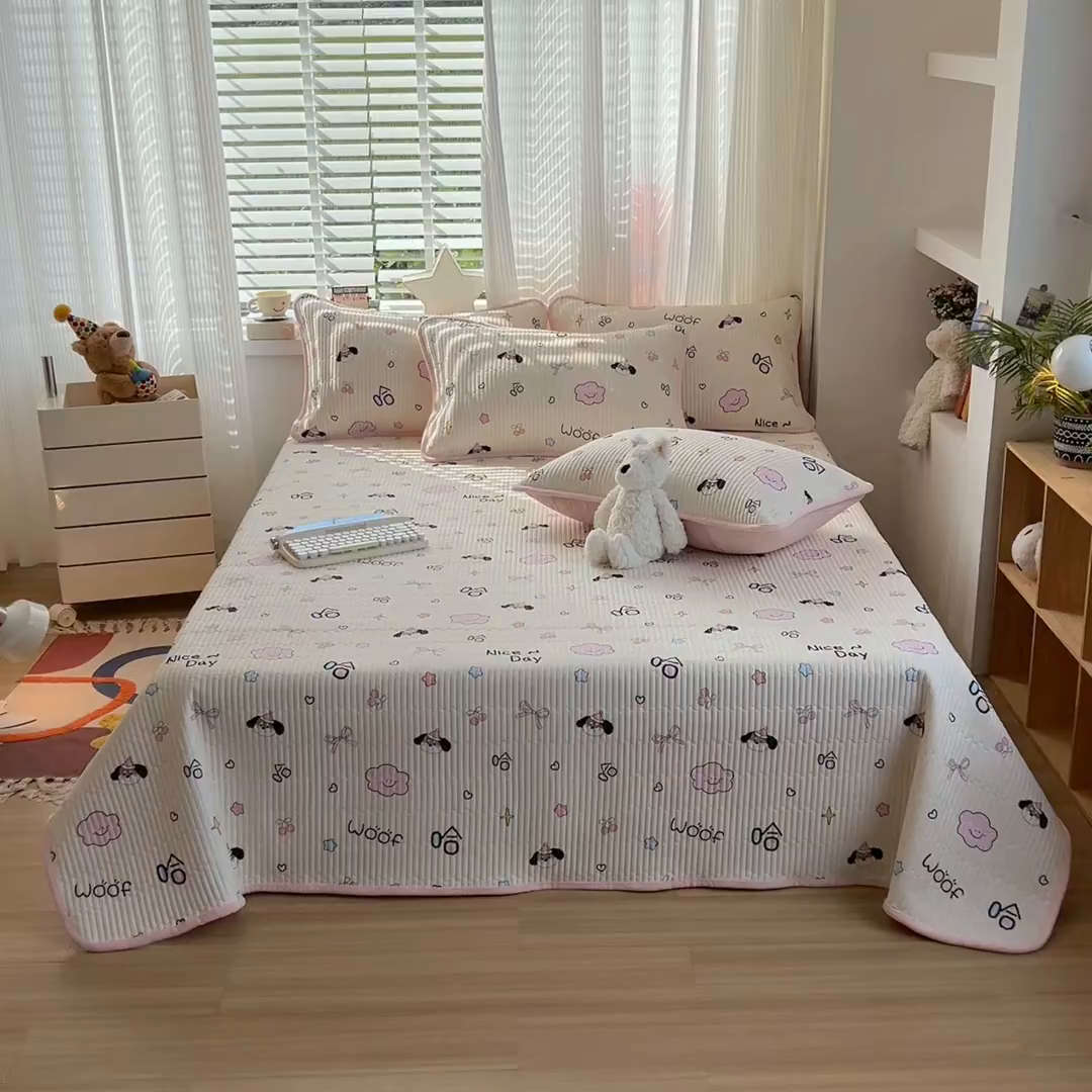 91家纺网 家纺一手货源 找家纺 X猫先生 2025新品棉加绒床盖一面全棉一面牛奶绒床盖炕盖加厚床单床垫四季款系列二 哈哈狗（A棉B绒）