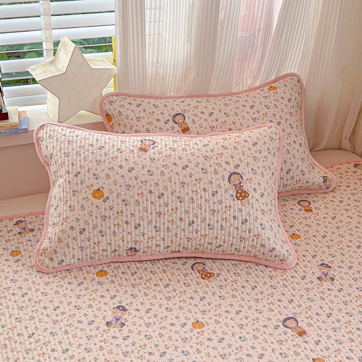 91家纺网 家纺一手货源 找家纺 X猫先生 2025新品棉加绒床盖一面全棉一面牛奶绒床盖炕盖加厚床单床垫四季款系列二 花田囡囡（A棉B绒）